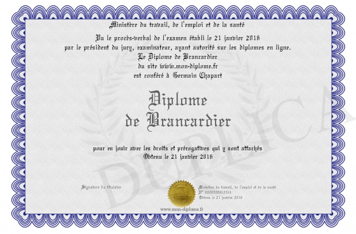 diplome brancardier